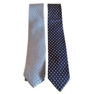 Vintage Italian All Silk Tie Lot – Handmade in Italy, English Print Gray & Navy